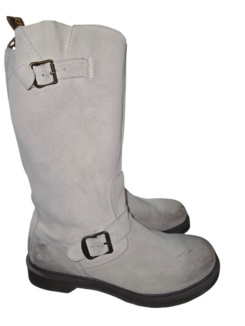 Dr Martens Case Suede Mid Calf Engineer Festival Boots 9us 41eu Beige Oyster Tan